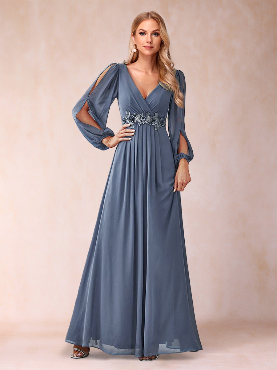 Lavetir A-Line/Princess V-Neck Floor-Length Mother of the Bride Dresses With Ruffles 12010019 - Lavetir AU Lavetir A-Line/Princess V-Neck Floor-Length Mother of the Bride Dresses With Ruffles 12010019 - Lavetir AU