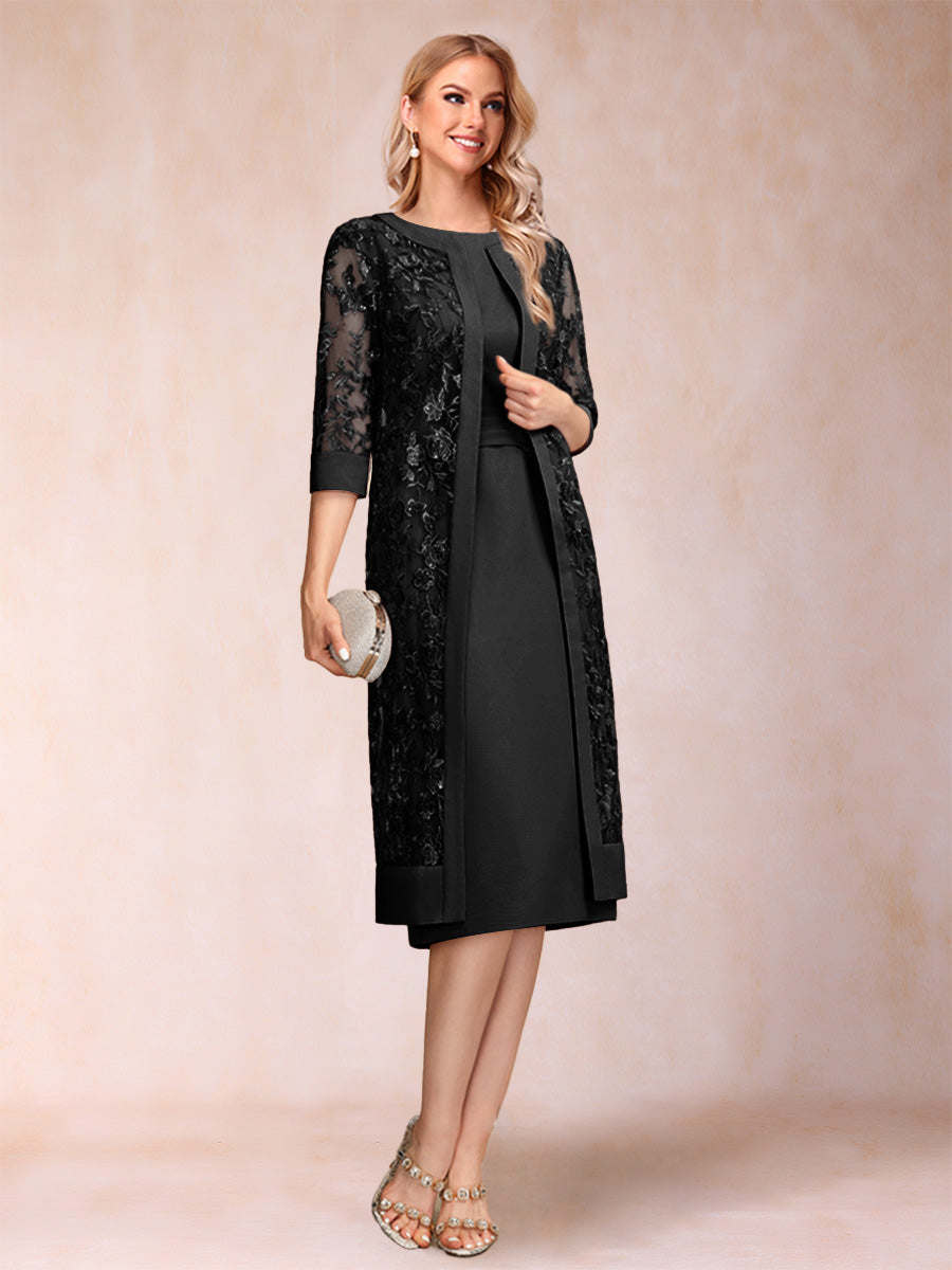 Sheath/Column Scoop Chiffon Ruched Mother of the Bride Dresses with Jacket & Rhinestone