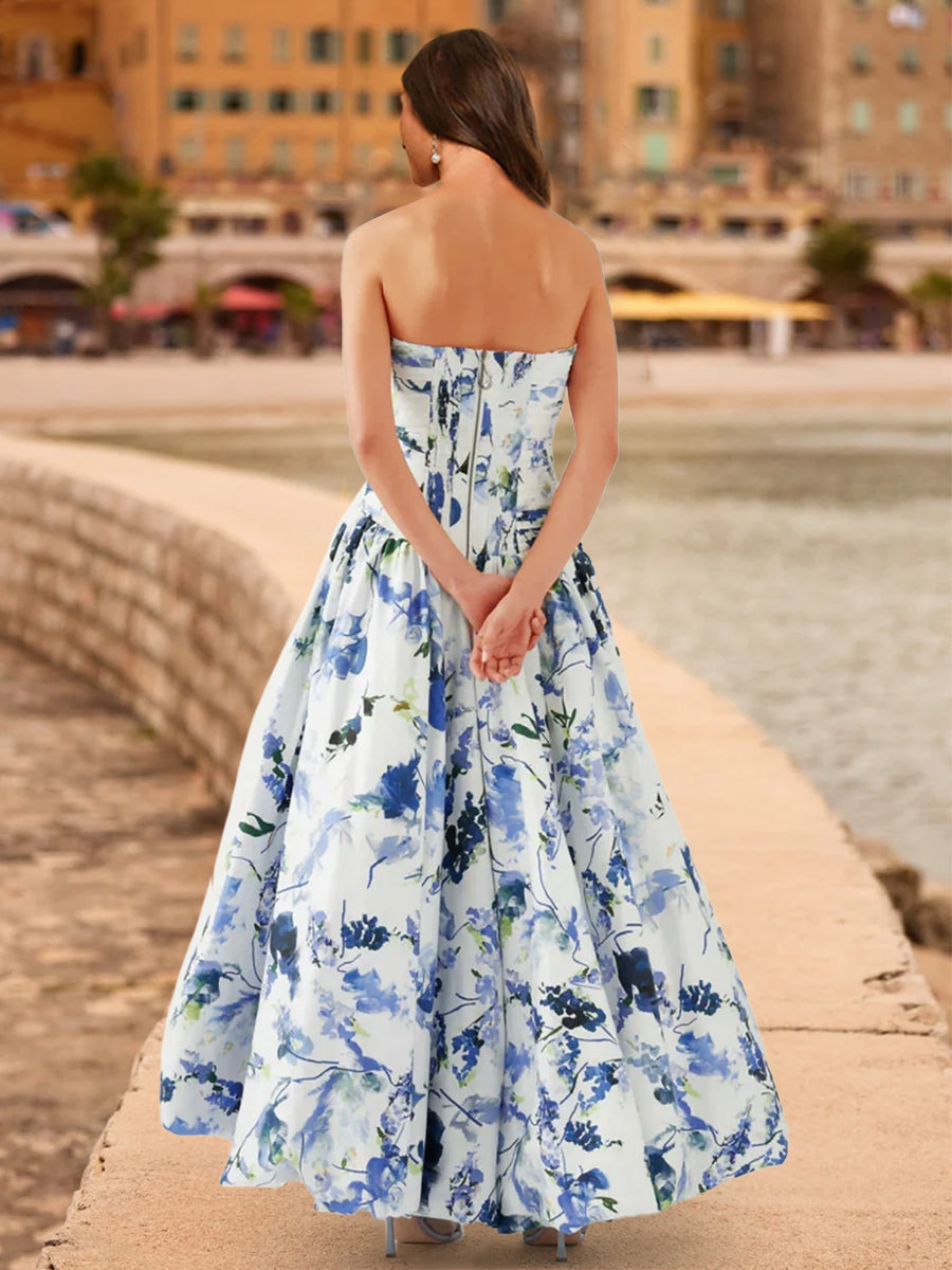 A-Line/Princess Strapless Sleeveless Formal Dresses with Ruched