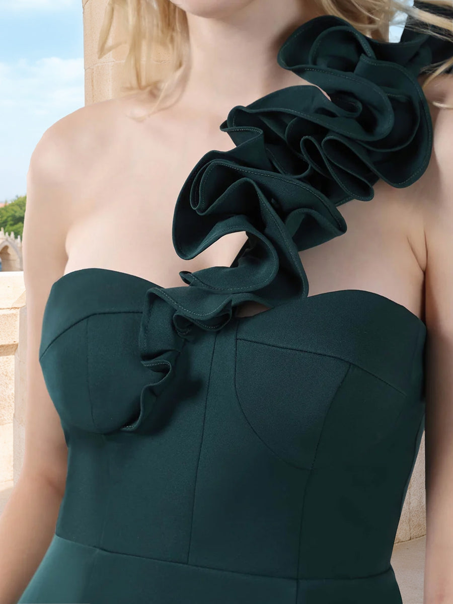 Trumpet/Mermaid One-Shoulder Sleeveless Formal Dresses with Split Side