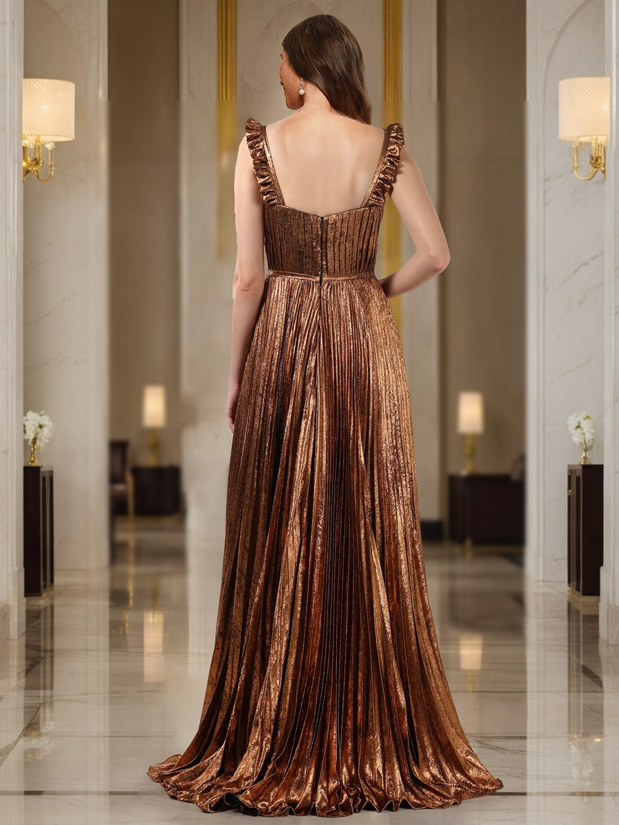 A-Line/Princess Plunging V-Neck Sleeveless Formal Dresses with Ruched