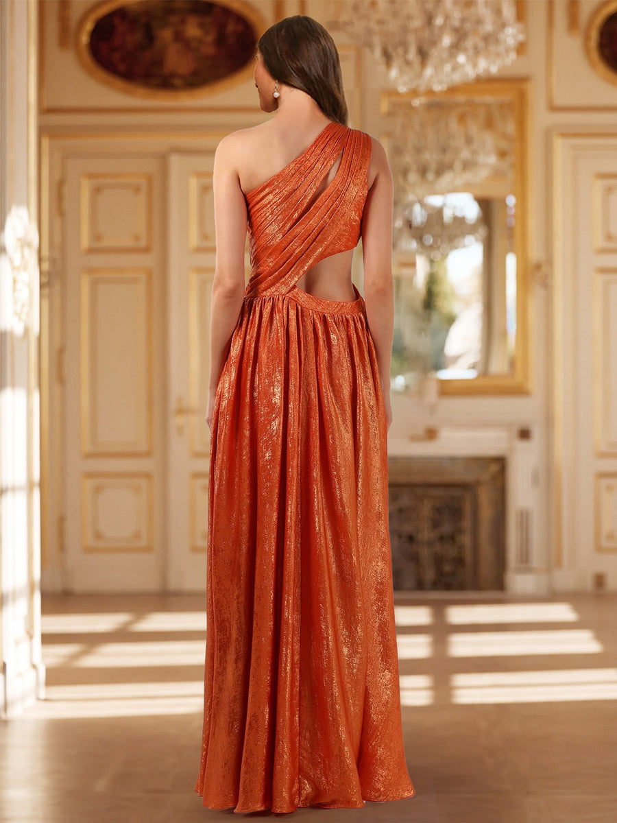 A-Line/Princess One-Shoulder Sleeveless Formal Dresses with Ruched