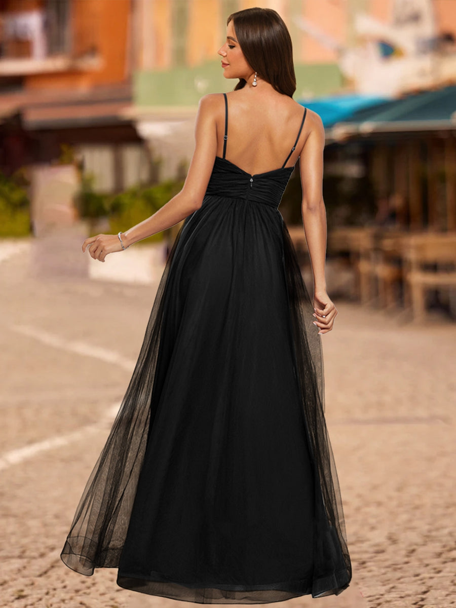 A-Line/Princess V-Neck Sleeveless Formal Dresses with Split Side