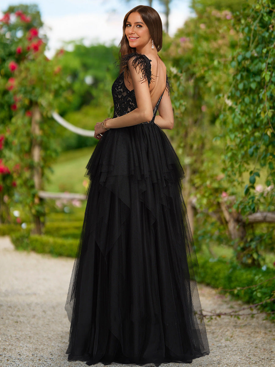 Ball Gown V-Neck Sleeveless Sequins Formal Dresses