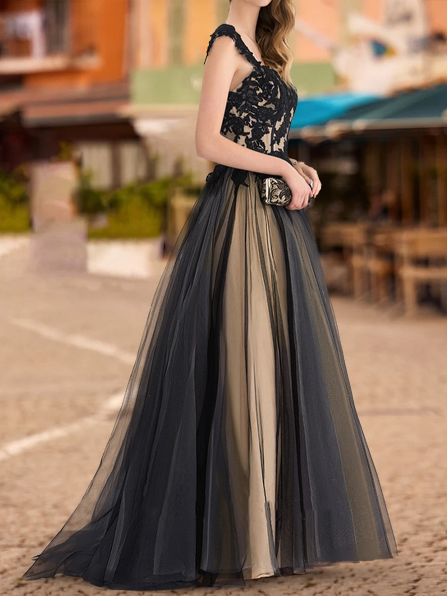 Ball Gown V-Neck Sleeveless Applique Formal Dresses