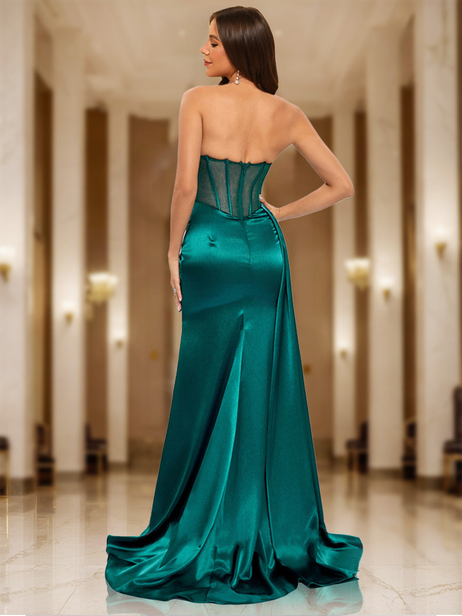 Sheath/Column Strapless Sleeveless Ruched Formal Dresses