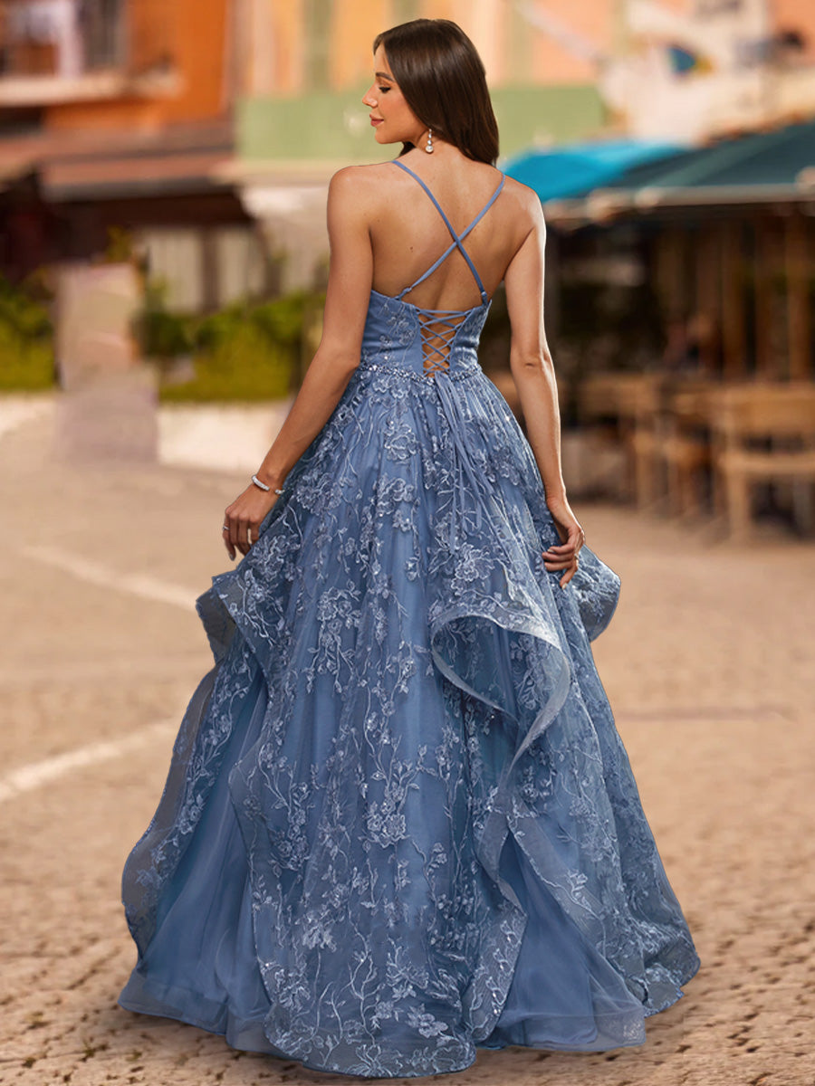Ball Gown Square Neck Sleeveless Sequins Formal Dresses
