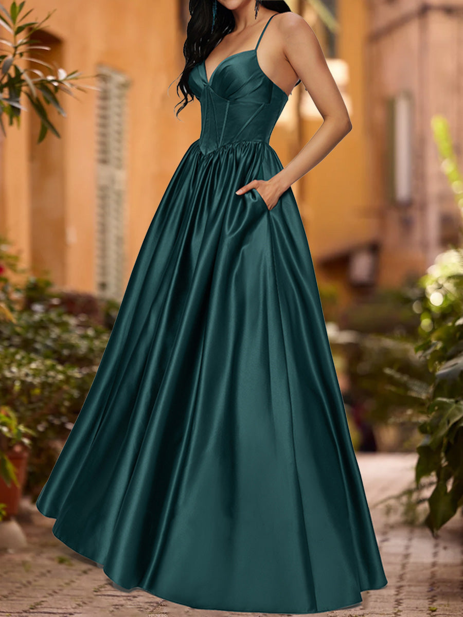 A-Line/Princess Sweetheart Sleeveless Ruched Formal Dresses