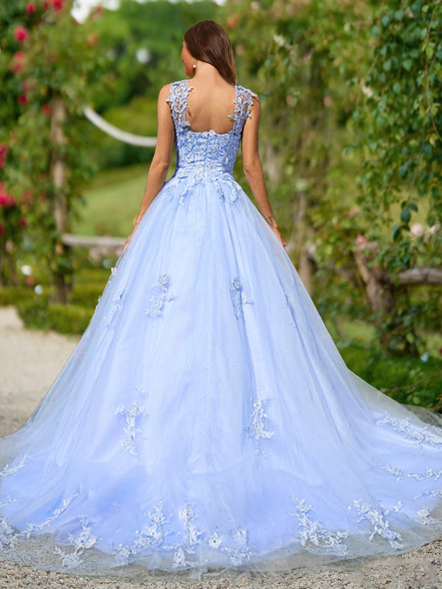 Ball Gown Sweetheart Sleeveless Lace Formal Dresses