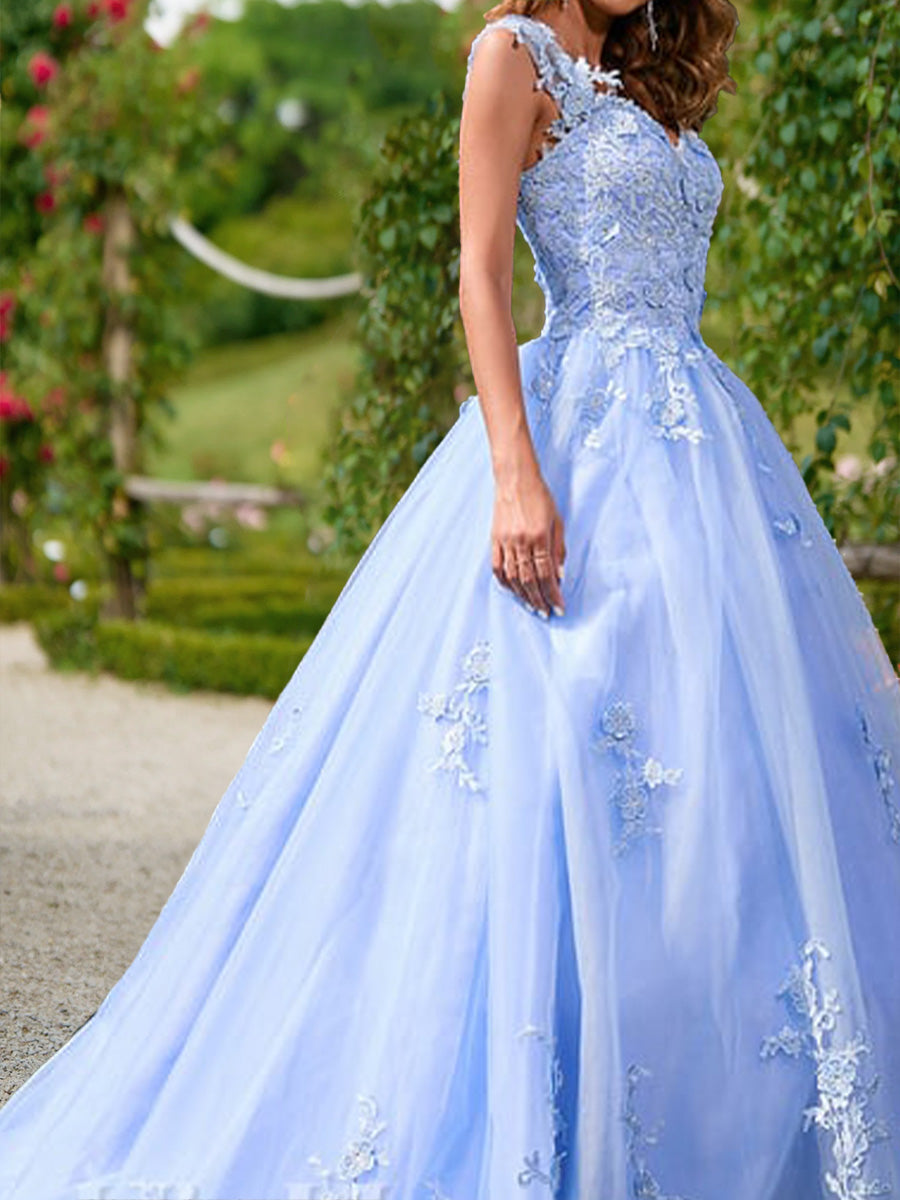 Ball Gown Sweetheart Sleeveless Lace Formal Dresses