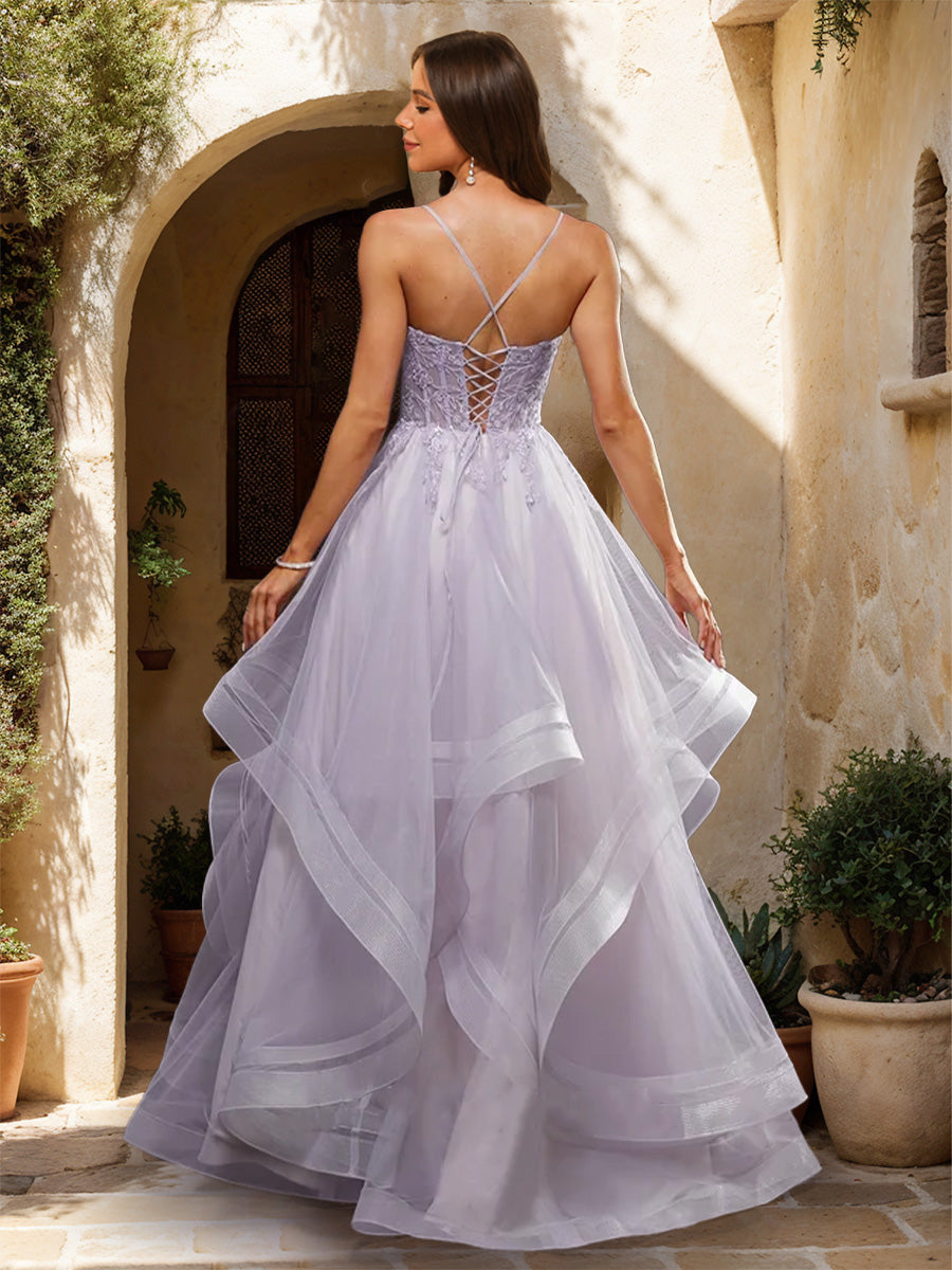 Ball Gown Scoop Sleeveless Applique Formal Dresses