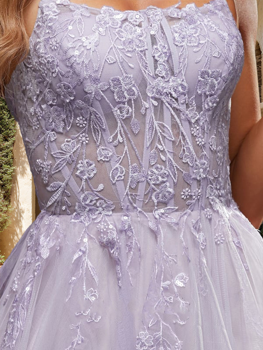 Ball Gown Scoop Sleeveless Applique Formal Dresses