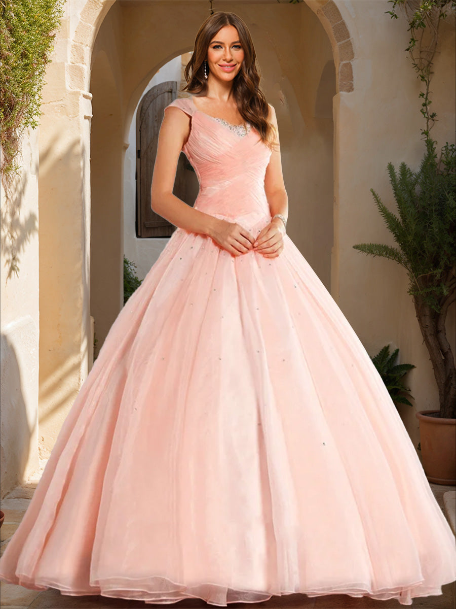 Ball Gown V-Neck Sleeveless Sequins Formal Dresses