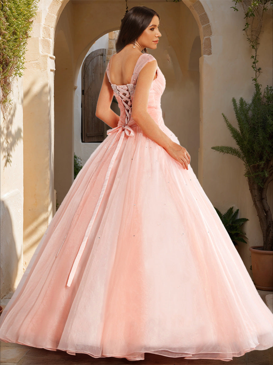 Ball Gown V-Neck Sleeveless Sequins Formal Dresses