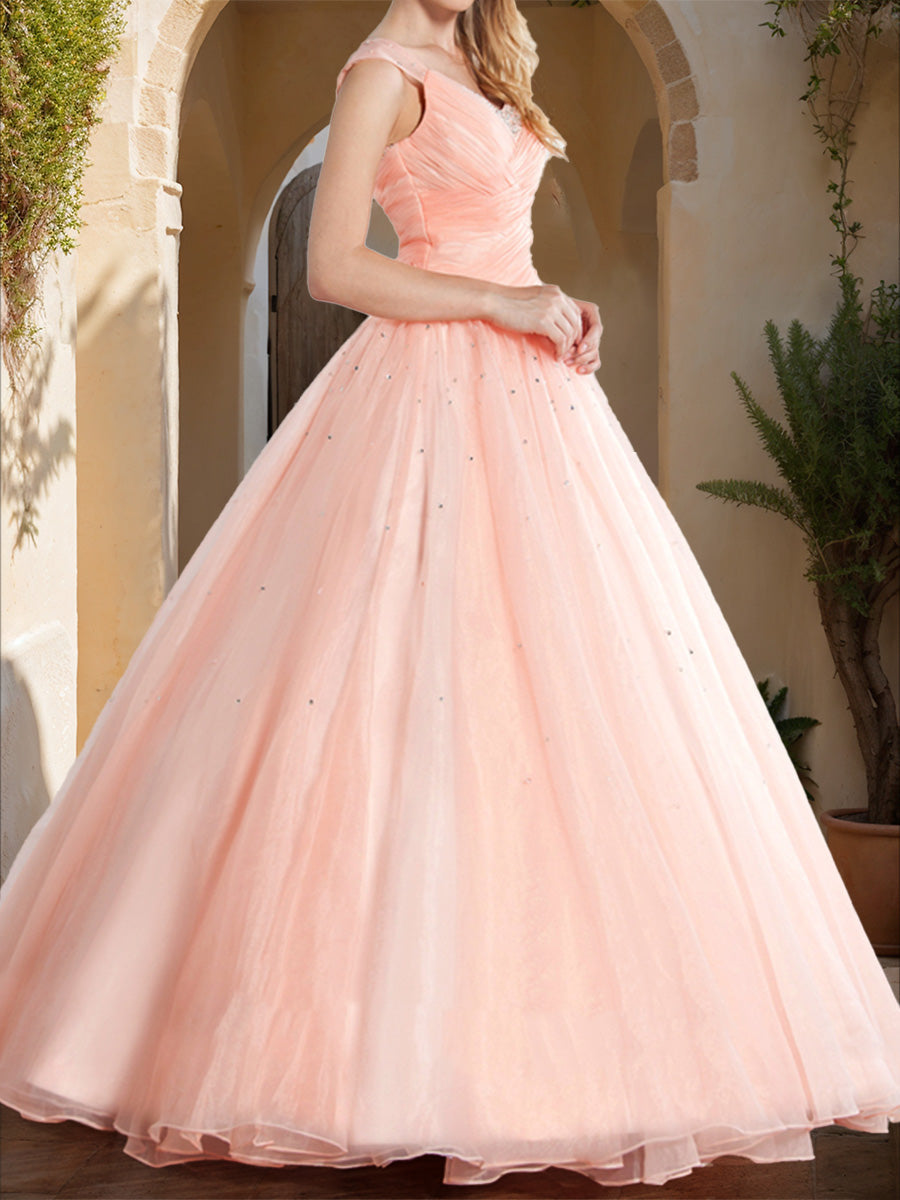 Ball Gown V-Neck Sleeveless Sequins Formal Dresses