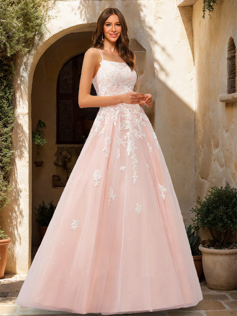 A-Line/Princess Scoop Sleeveless Applique Formal Dresses