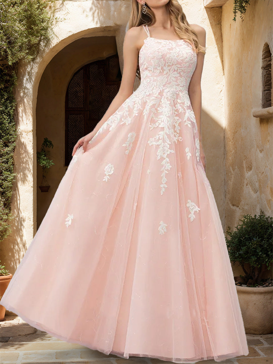 A-Line/Princess Scoop Sleeveless Applique Formal Dresses