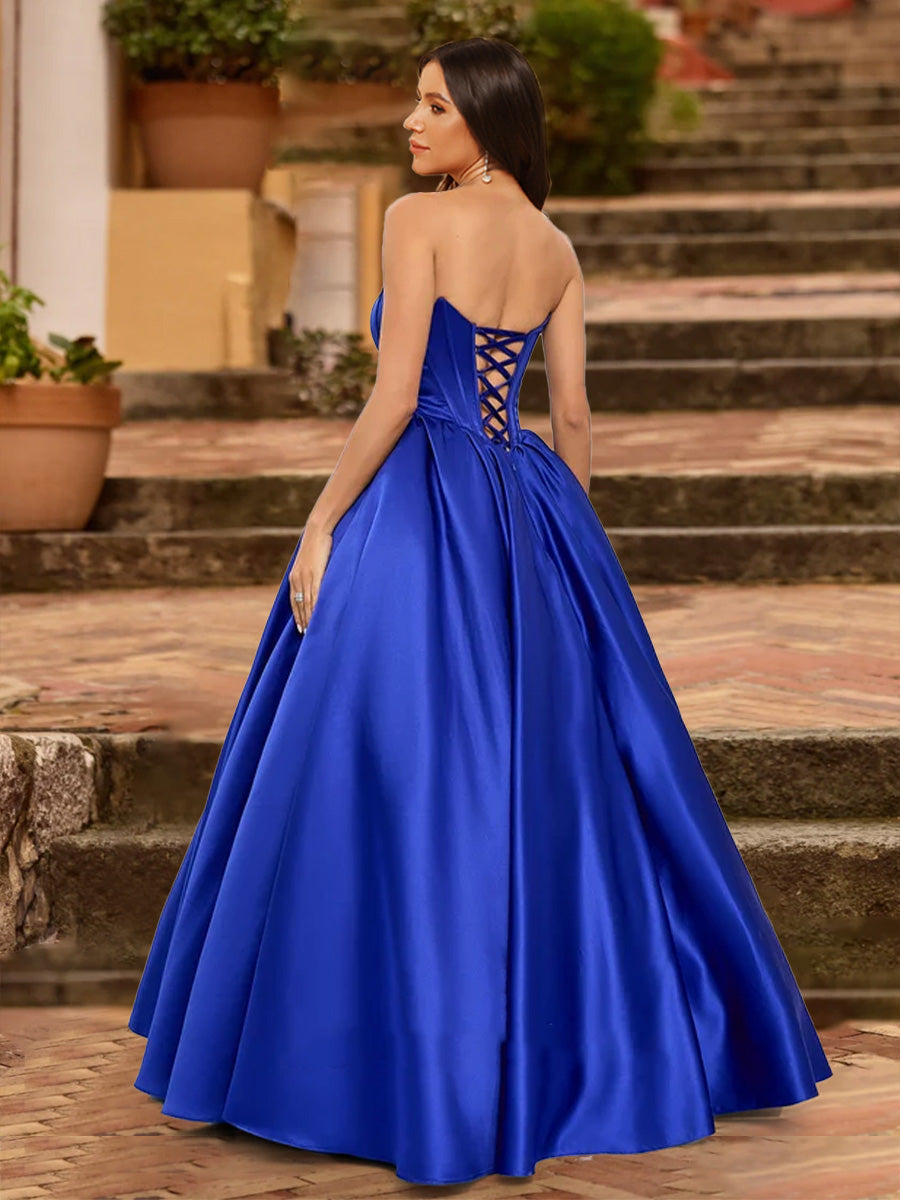 Ball Gown Strapless Sleeveless Ruched Formal Dresses