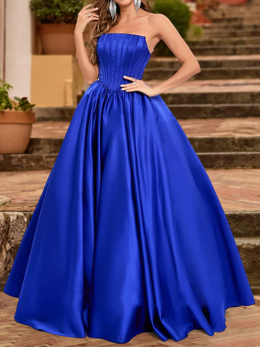 Ball Gown Strapless Sleeveless Ruched Formal Dresses