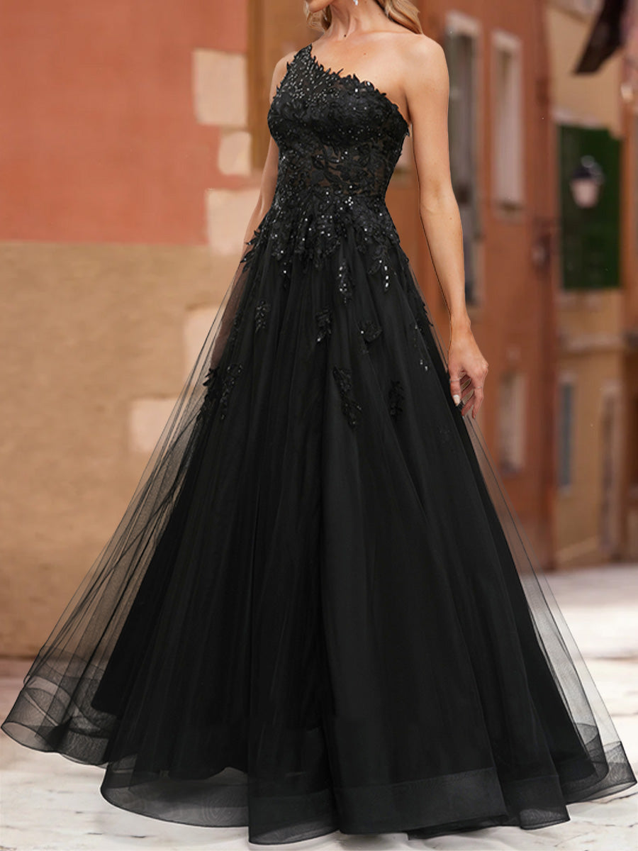 A-Line/Princess One-Shoulder Sleeveless Split Side Formal Dresses