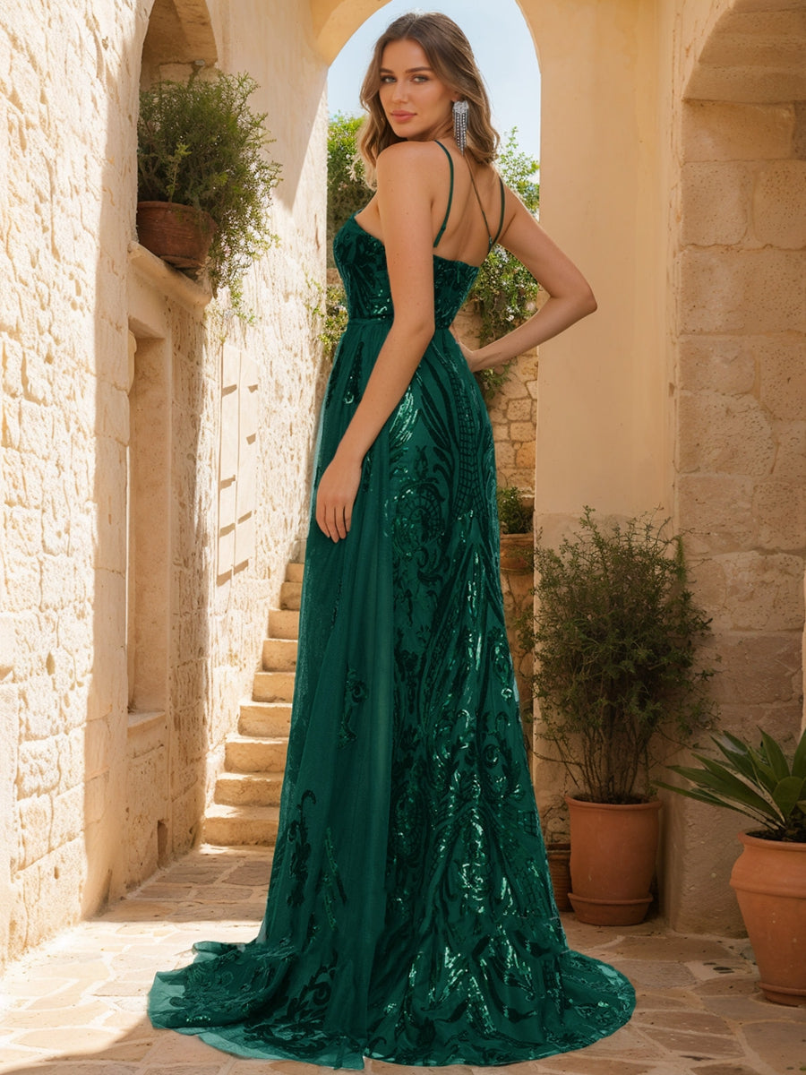 Sheath/Column One-Shoulder Sleeveless Sequins Formal Dresses