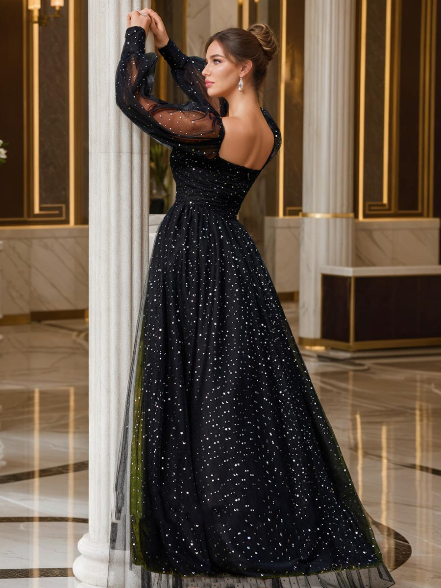 Ball Gown Sweetheart Long Sleeves Pleats Formal Dresses