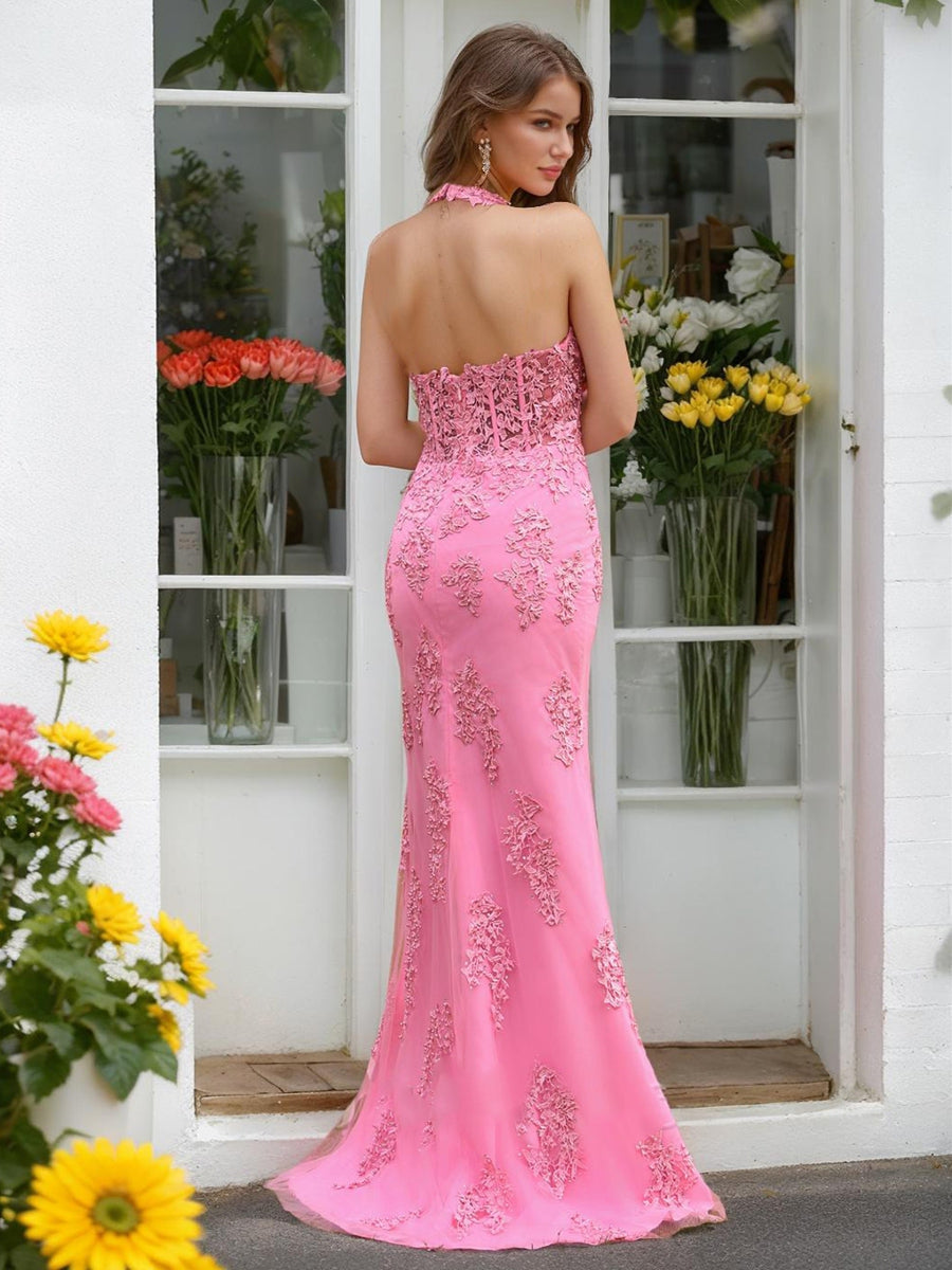 Trumpet/Mermaid Halter Sleeveless Beading Formal Dresses