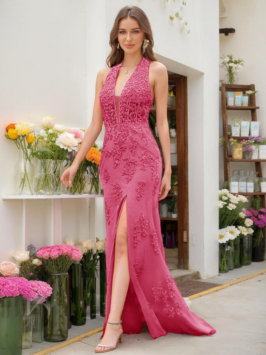 Trumpet/Mermaid Halter Sleeveless Beading Formal Dresses