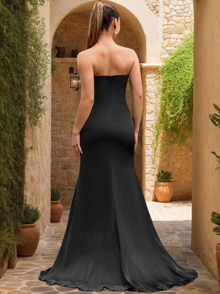 Trumpet/Mermaid Strapless Sleeveless Split Side Formal Dresses