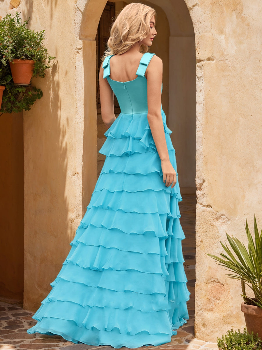 Ball Gown Square Neck Sleeveless Split Side Formal Dresses