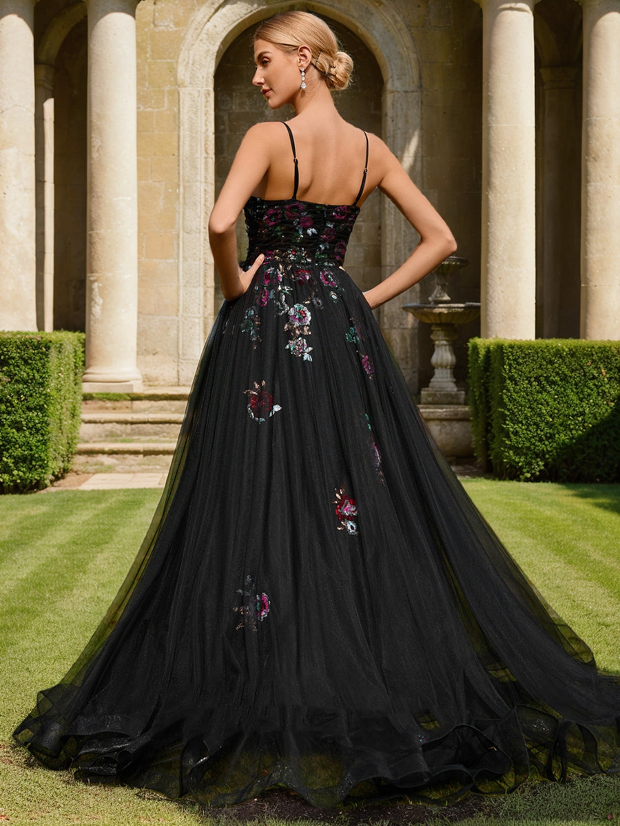 Ball Gown Spaghetti Straps Sleeveless Sequins Formal Dresses