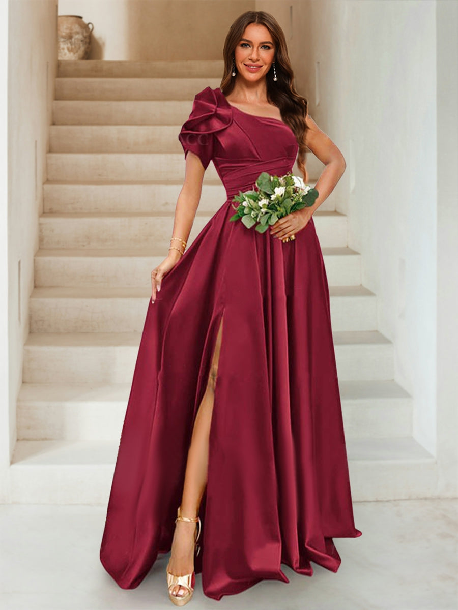 A-Line/Princess One-Shoulder Asymmetrical Split Side Bridesmaid Dresses