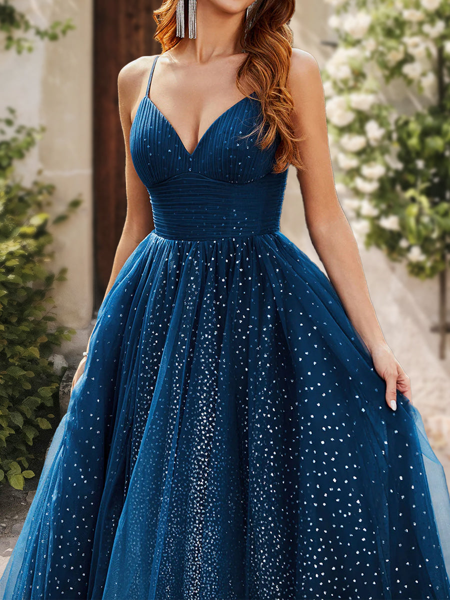 Ball Gown V-Neck Sleeveless Sequins Formal Dresses