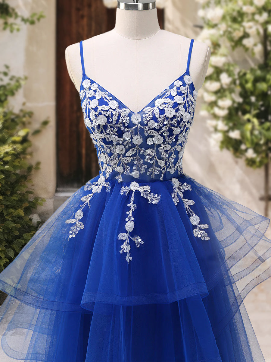 A-Line/Princess V-Neck Sleeveless Applique Formal Dresses