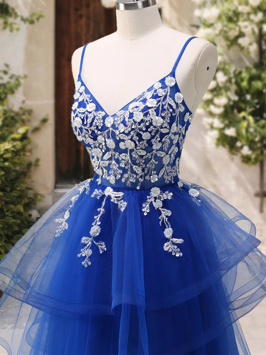 A-Line/Princess V-Neck Sleeveless Applique Formal Dresses