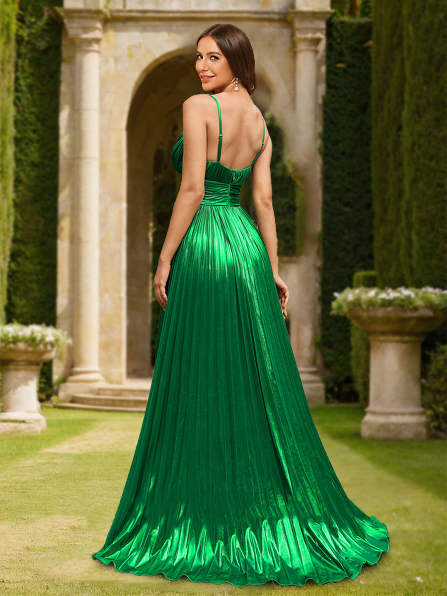 A-Line/Princess V-Neck Sleeveless Split Side Formal Dresses