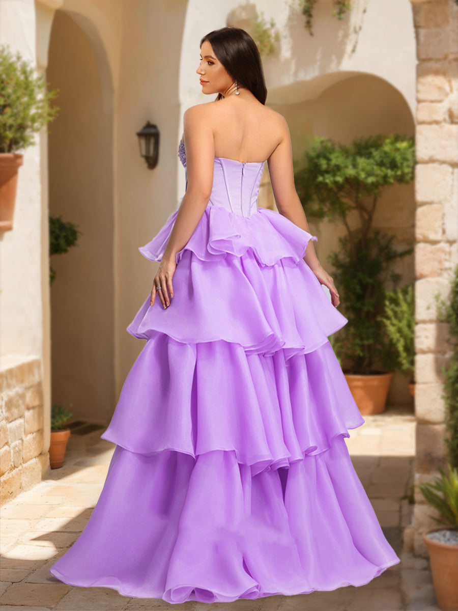 A-Line/Princess Strapless Sleeveless Beading Formal Dresses