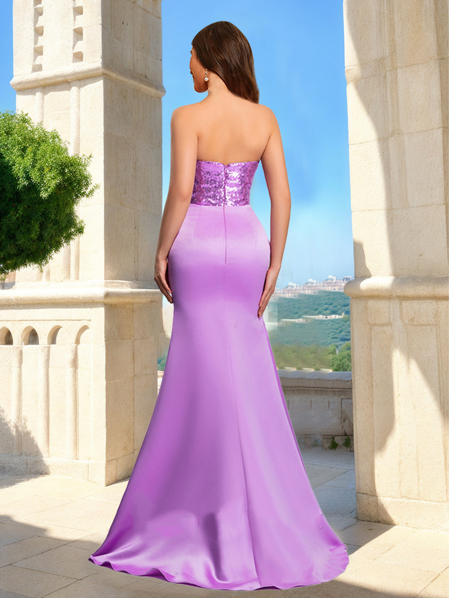 Trumpet/Mermaid Strapless Sleeveless Split Side Formal Dresses