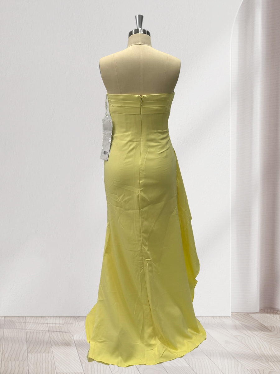 Sheath/Column Strapless Pleated Ruffle Bridesmaid Dresses with Split Side