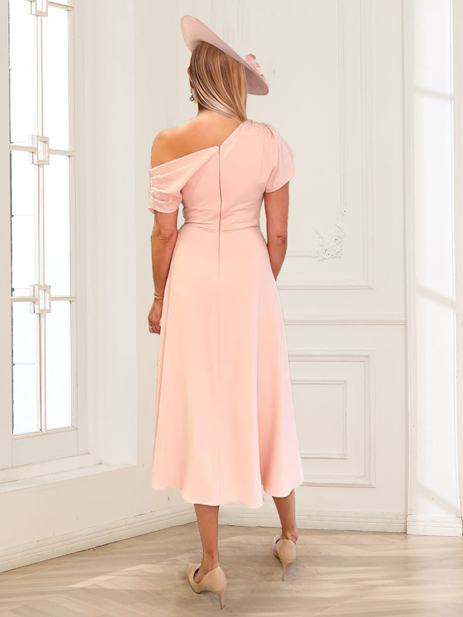 A-Line/Princess One-Shoulder Ankle-Length Ruched Mother of the Bride Dresses