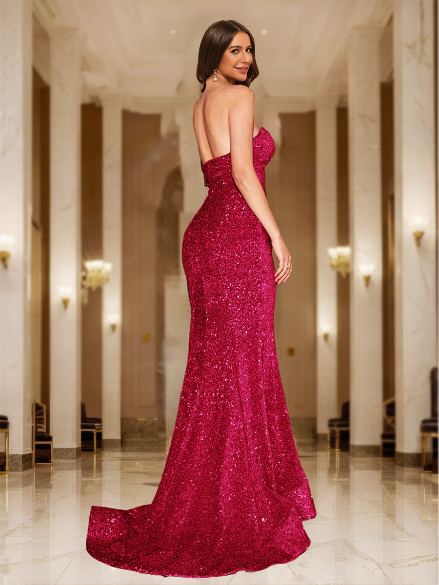 Trumpet/Mermaid Sweetheart Sequin Fitted Party Dresses Long Formal Dresses