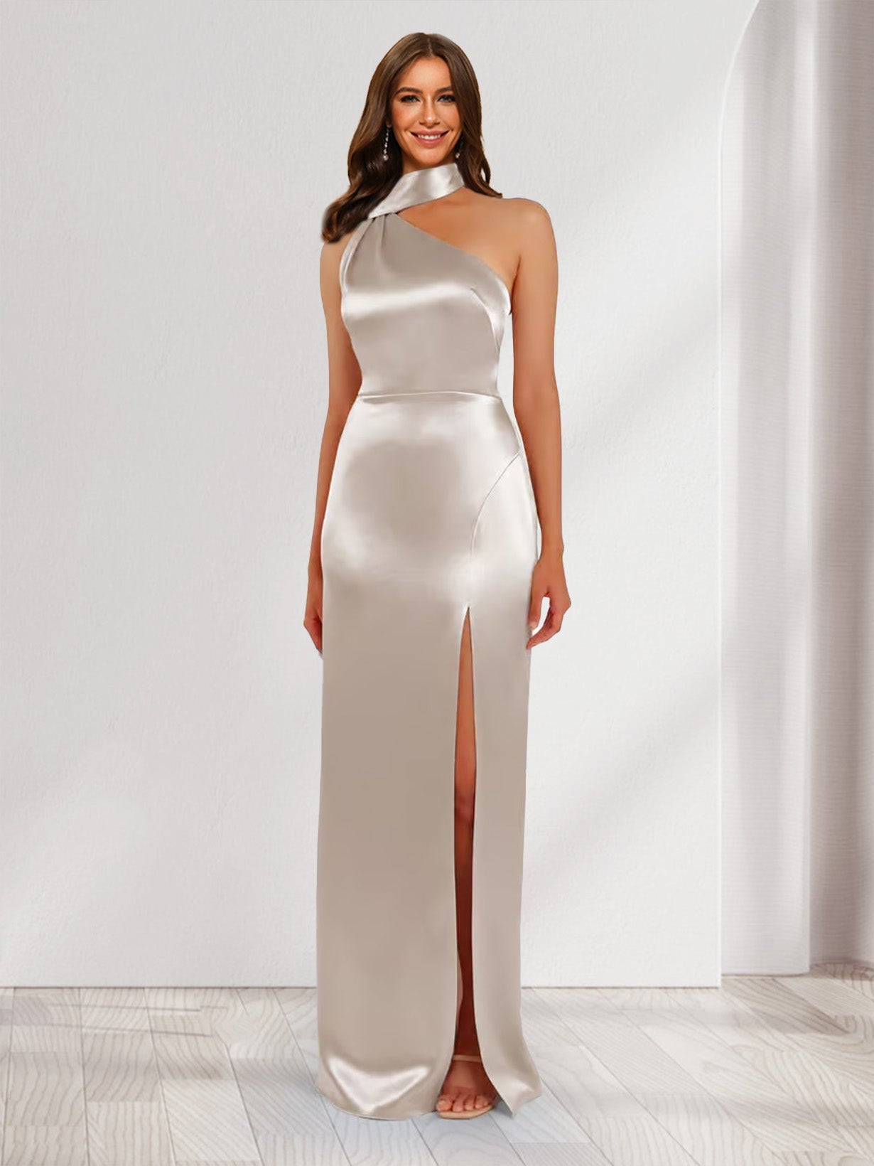 Lavetir Sheath/Column Halter Maxi Dresses Long Bridesmaid Dresses with Neck Scarf 12011155 - Lavetir AU Lavetir Sheath/Column Halter Maxi Dresses Long Bridesmaid Dresses with Neck Scarf 12011155 - Lavetir AU