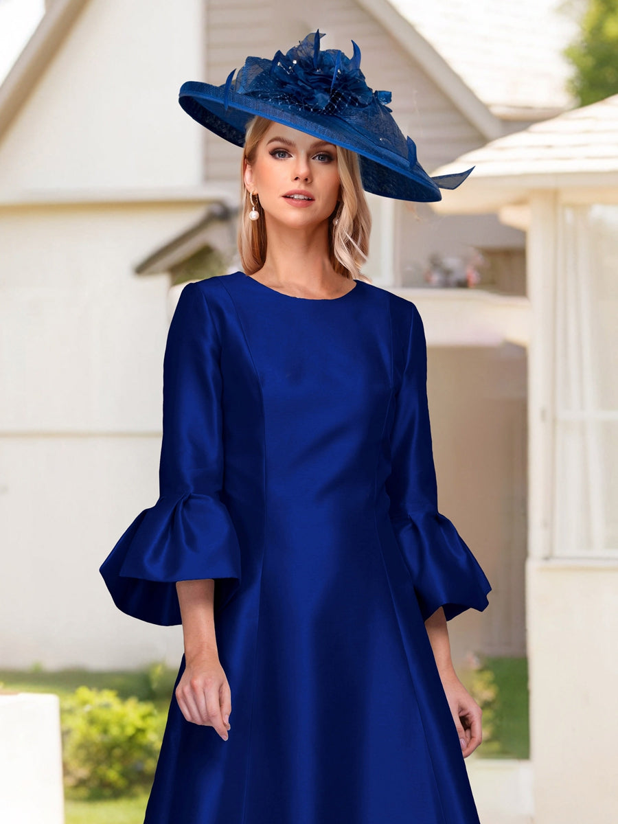 A-Line/Princess Scoop Neck 3/4 Sleeve Asymmetrical Mother of the Bride Dresses