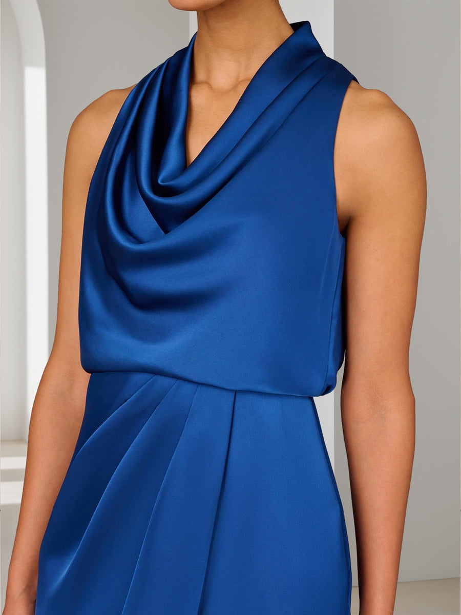 Sheath/Column Cowl Neck Knee-Length Ruched Mother of the Bride Dresses