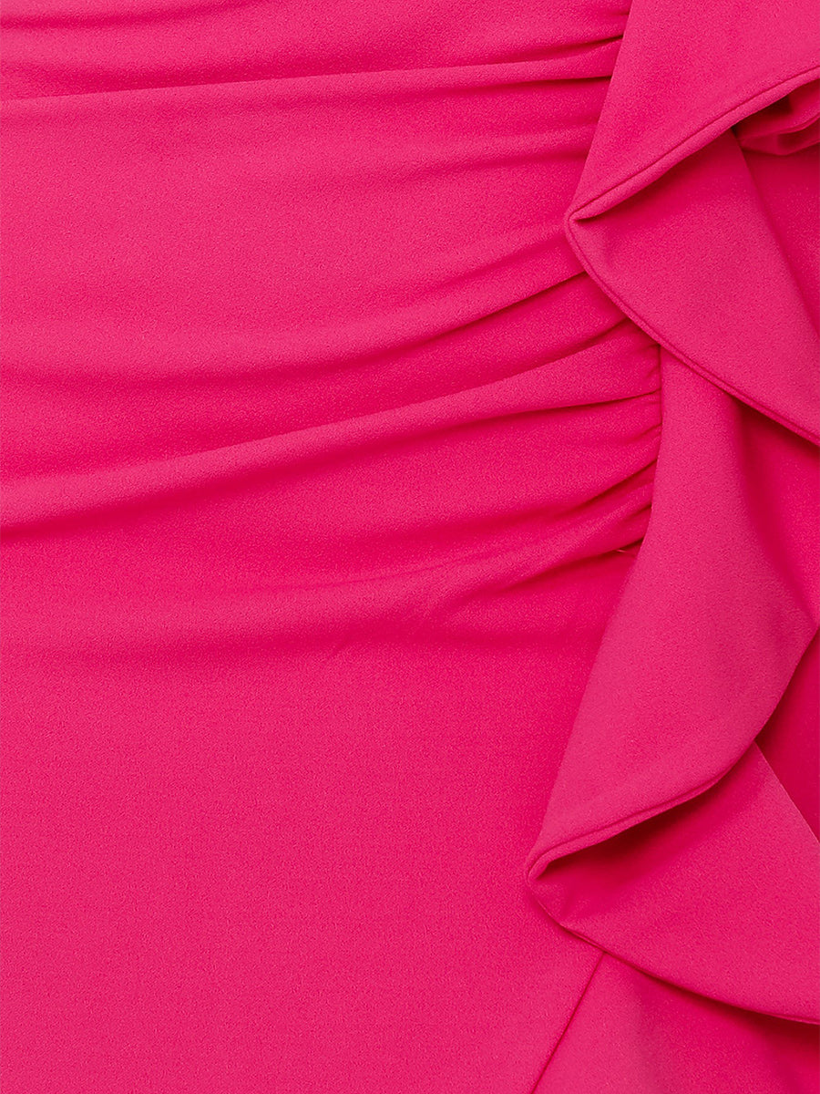 Sheath/Column One-Shoulder Sleeveless Short Classic Semi Formal Dresses with Ruffles