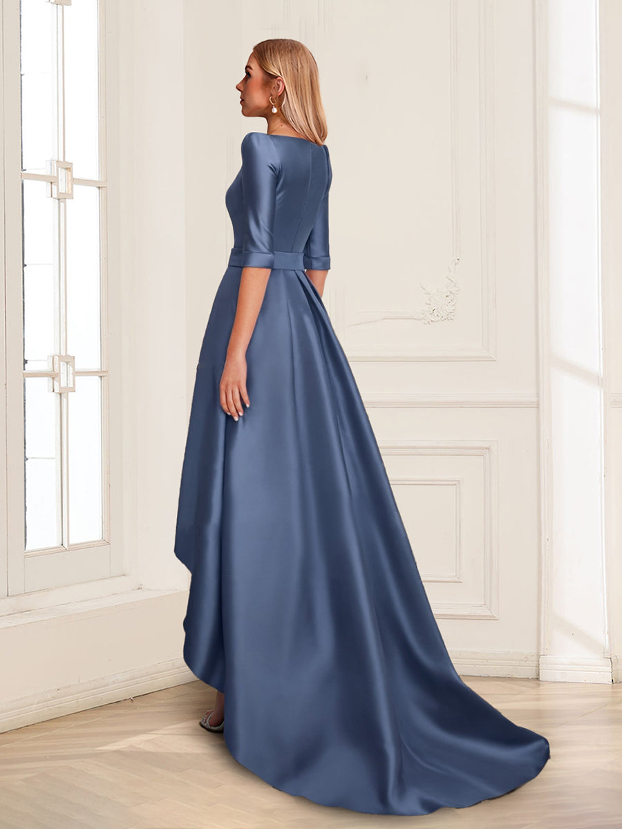 A-Line/Princess V-Neck 1/2 Sleeves Asymmetrical Mother of the Bride Dresses with Pockets