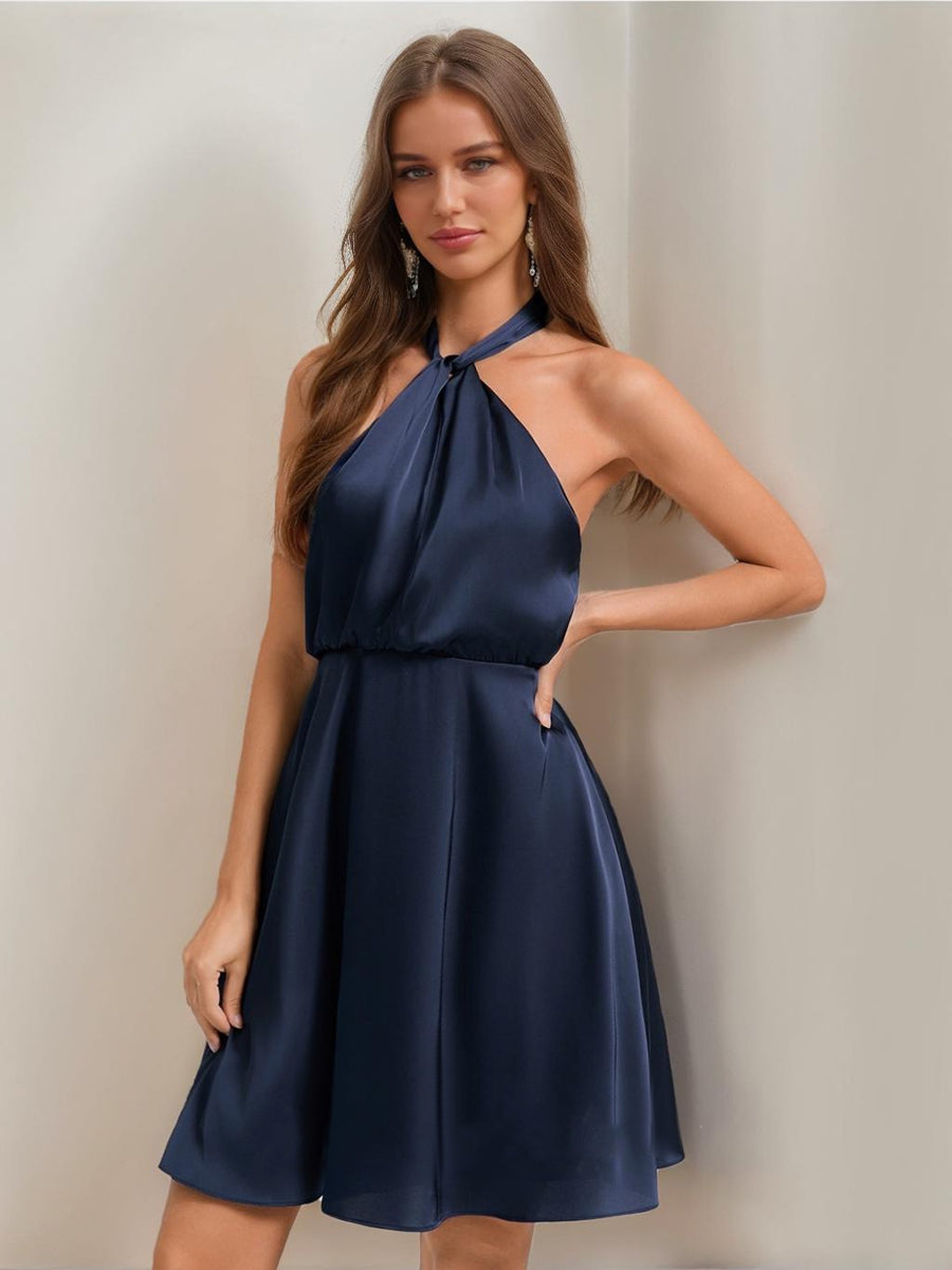 mini dresses for semi formal Lavetir A-Line/Princess Halter Short Dresses 12011477 Jessica Simpson Jessica Simpson feature products Color:Lemon Vine Print in Ebony