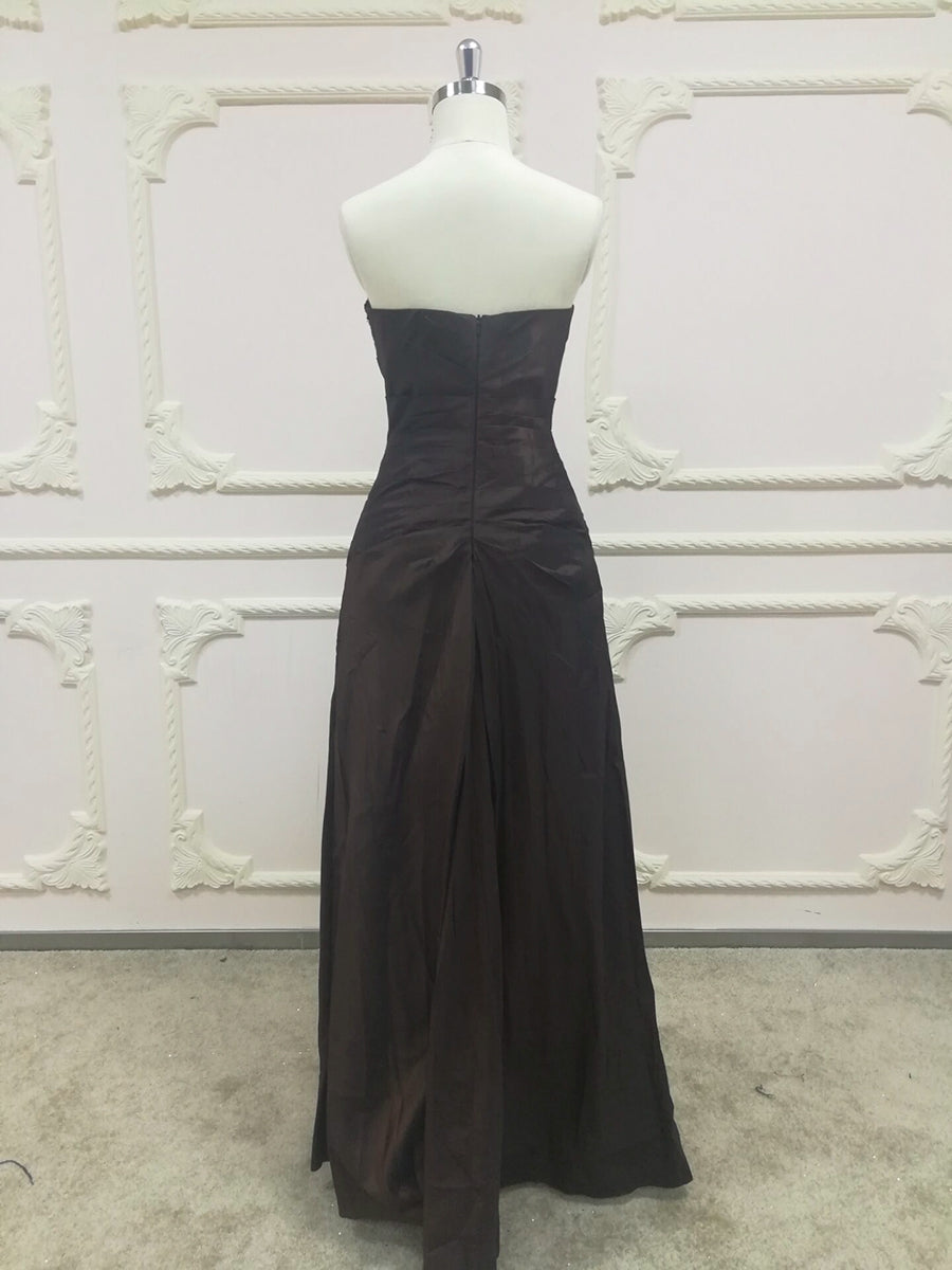 A-Line/Princess Strapless Sweetheart Sleeveless Satin With Beading Floor-Length Bridesmaid Dresses