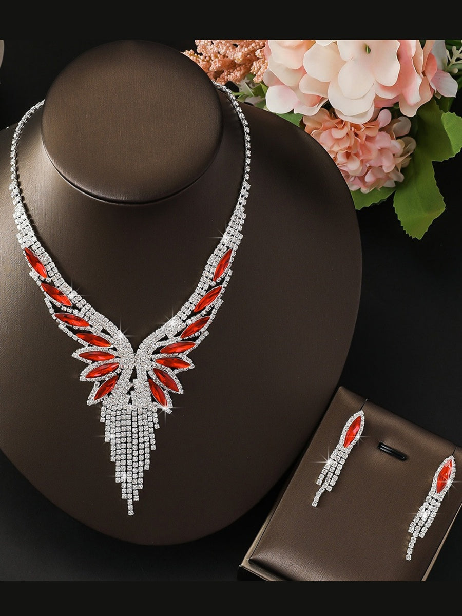 Women's Versatile Luxury Tassel Necklace and Earrings Jewelry Set