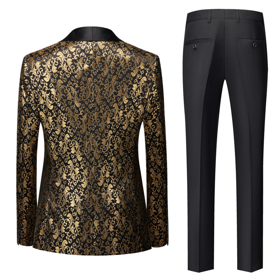 Tailored Fit Single Breasted One-button 3 Pieces Printed Men's Formal Party Suits